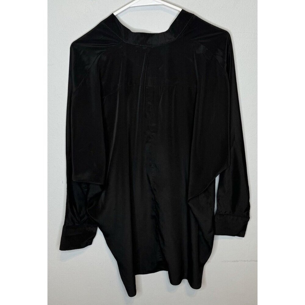 Hatch Maternity Visitor Blouse One Size Black Long Sleeve V Neck Shiny - Picture 3 of 7